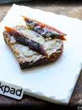 Crostini con crema di lardo, missoltini e miele di Erika