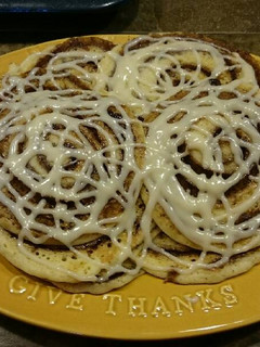 A picture of Cinnamon Roll Pancakes.