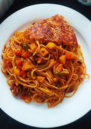 عکسی از دستور ماکارونی سبزیجات