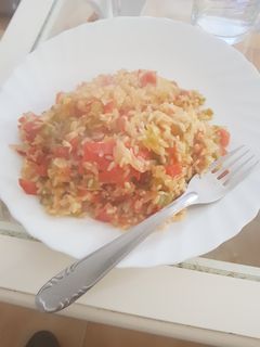 Una foto de Risotto con verduras