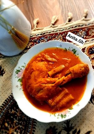 عکسی از دستور خورشت بامیه با مرغ