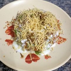 A picture of Moong dal Kachori chaat.