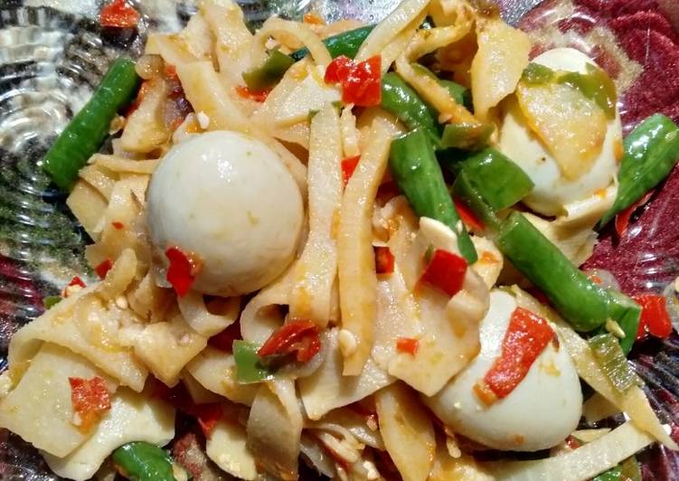 Simple Way to Make Perfect Quails eggs with bamboo shoots stir fried (oseng-oseng rebung)