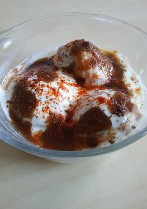 A picture of Dahi Vada using Appe Pan.