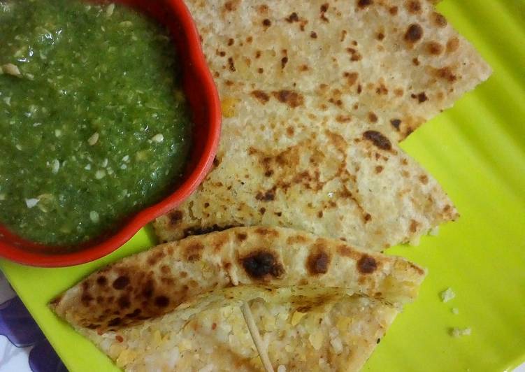 Chole rice paratha with small kachri &amp; mix coriander chutney (without onion)