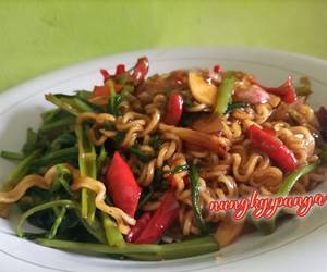 Masakan Populer Indomie kangkung belacan Enak Sederhana