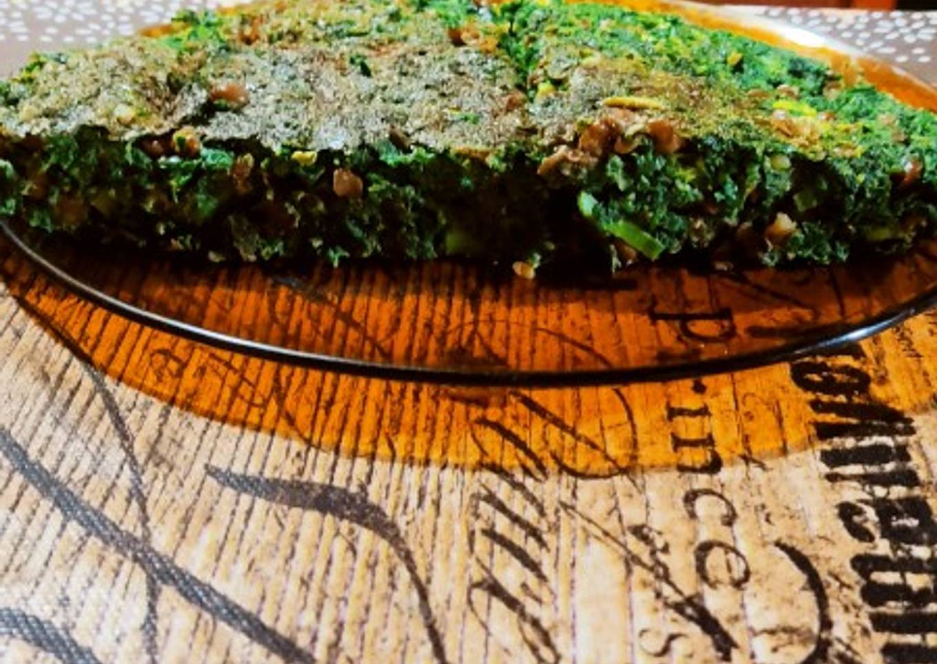 Tortilla de espinaca y lentejas