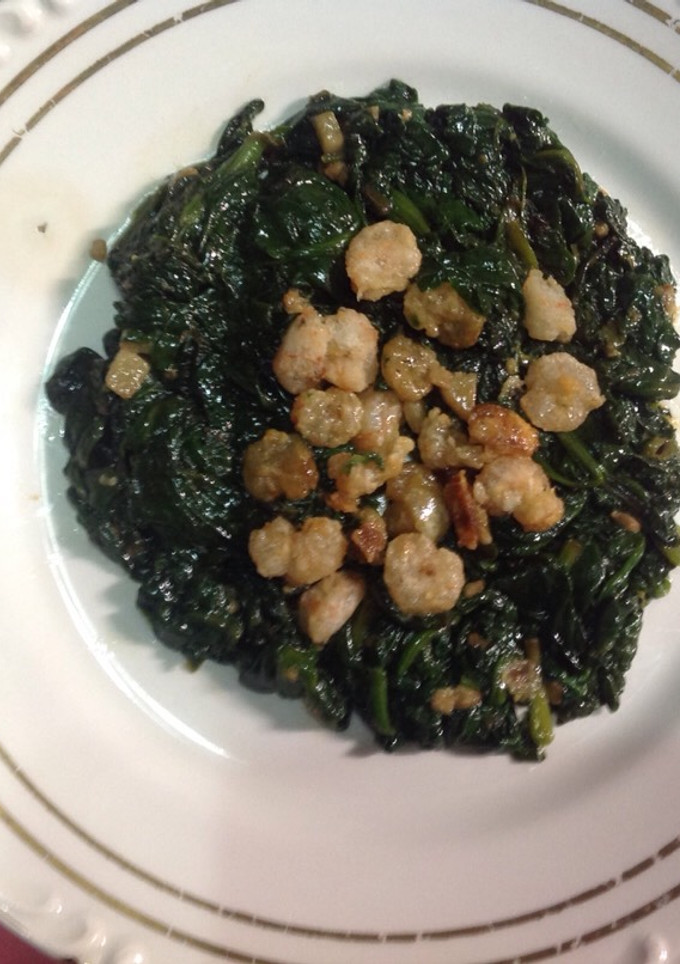 Una foto de Espinacas con gambas