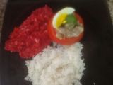 Tomates rellenos con puré de verduras y arroz