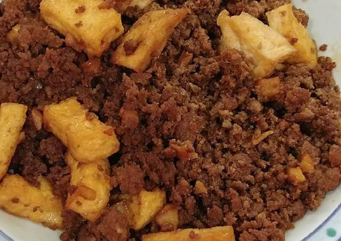 Tumis daging + tahu kecap (non halal)