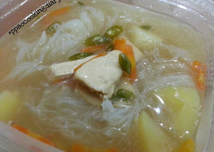 Langkah mengolah Bihun Soup Ayam (Komplit), Anti Gagal