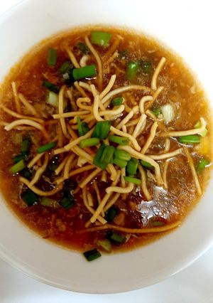 A picture of Chicken manchow soup😊.