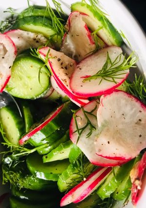 A picture of Radish and Cucumber Salad.