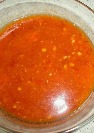 A picture of Momos wali red chutney.