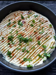 A picture of Hummus (Garbanzo or Chickpea Dip).