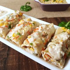 A picture of Baked Sweet Corn Lasagne Rolls.