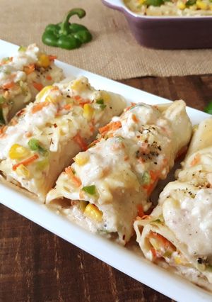A picture of Baked Sweet Corn Lasagne Rolls.