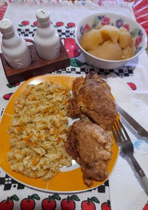 O poză a rețetei Pilaf de orez cu pulpe de cocoș.