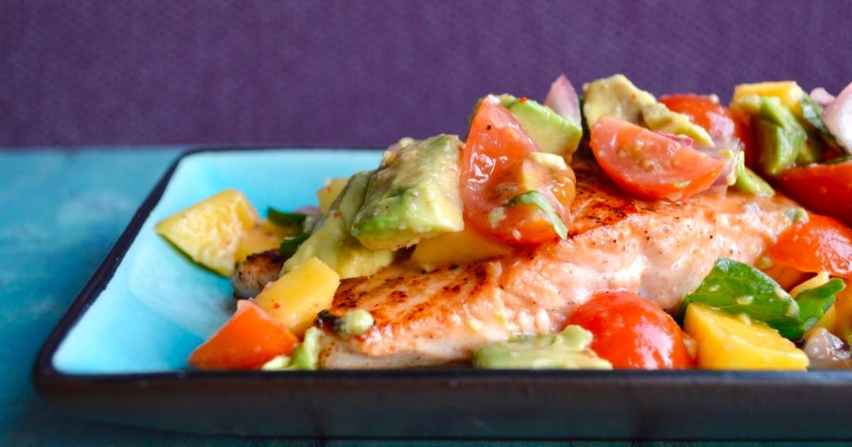Avocado Salsa Salmon Recipe by Fiona @ Free From Favourites - Cookpad