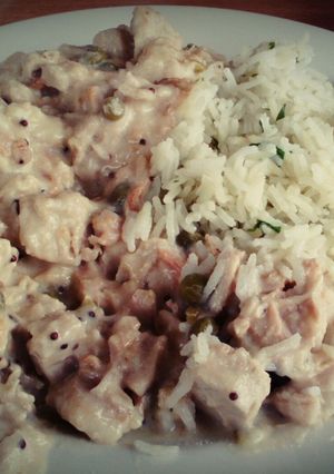 Una foto de Pollo cremoso con arroz