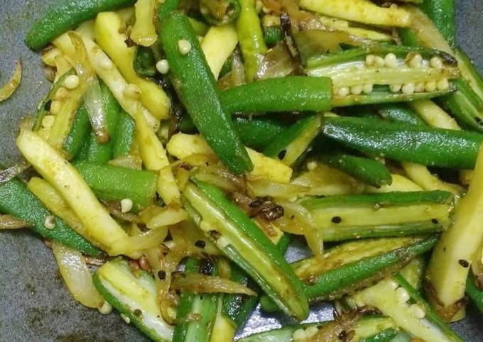 Recipe of Quick Kairi Bhindi (Okra with raw mango)