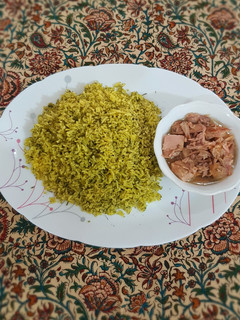 عکسی از دستور 🐟 کته شوید با تن ماهی (شوید پلو) 🐟