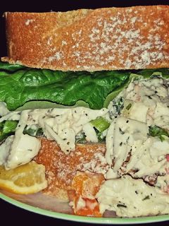 A picture of Mike's Chilly King Crab Lump Meat Salad Sandwiches.
