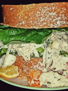 A picture of Mike's Chilly King Crab Lump Meat Salad Sandwiches.