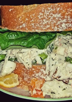 A picture of Mike's Chilly King Crab Lump Meat Salad Sandwiches.