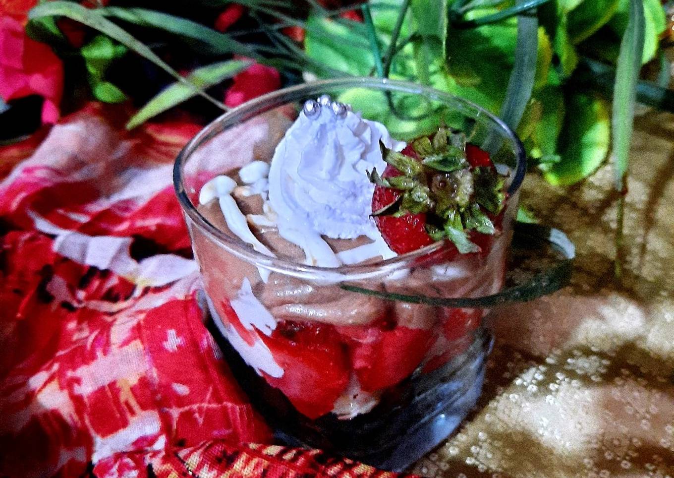 Strawberry with chocolate dessert