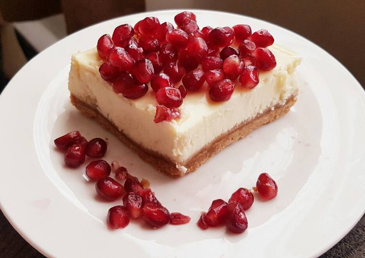 Simple Way to Make Quick New York Cheesecake with Pomegranate Seeds