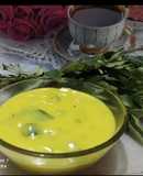 Besan ki kadhi (chutney for fafda, khaman)