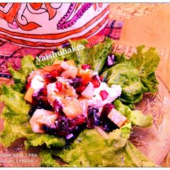 A picture of Pink Veggies 'and' fruits Salad.