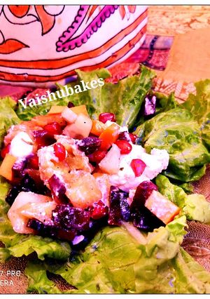 A picture of Pink Veggies 'and' fruits Salad.