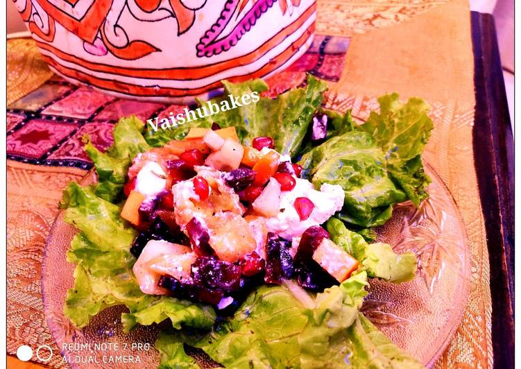 Pink Veggies 'and' fruits Salad