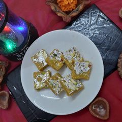 A picture of Besan ki burfi.