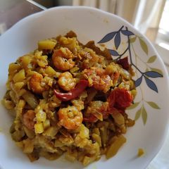 Prawn bottle gourd or lau chingri A picture of Prawn bottle gourd or lau chingri.