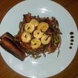 Wok de verduras y salteado de langostinos