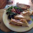 Canelones de pollo con champiñones