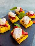 Grilled Polenta with Cherry Tomatoes and Burrata