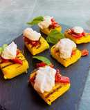 Polenta grigliata con pomodorini e burrata
