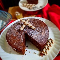 Eggless chocolate sponge cake A picture of Eggless chocolate sponge cake.