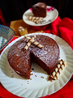 A picture of Eggless chocolate sponge cake.