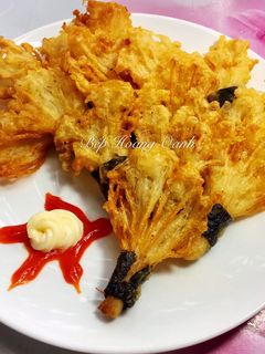 Hình của món Nấm Kim Châm Cuộn Rong Biển Chiên Giòn Chay.