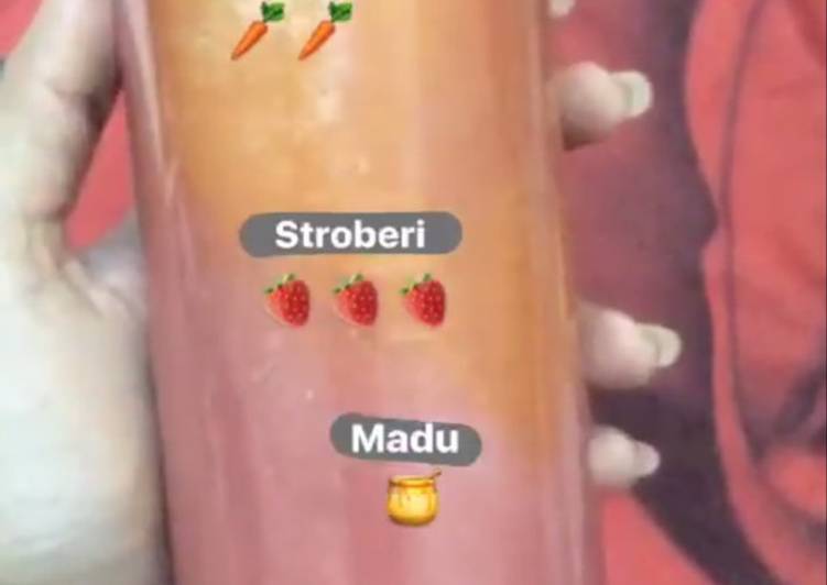 Bagaimana Menyiapkan Carrot strawberry mix guava juice Anti Gagal