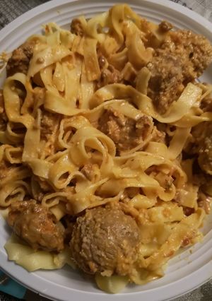 Une photo de Pâtes boulettes veggie bolognaise 🍝