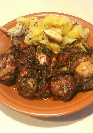 Una foto de Pollo con pimientos