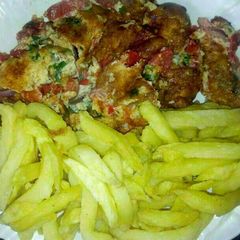 A picture of Omelette Chips/ Chips Mayai.