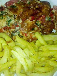 A picture of Omelette Chips/ Chips Mayai.