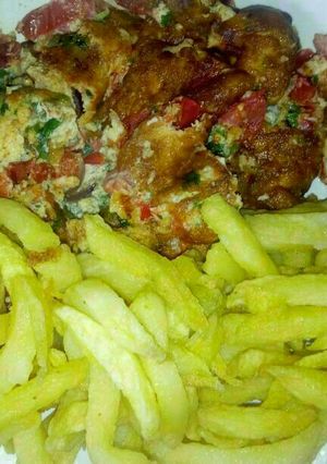 A picture of Omelette Chips/ Chips Mayai.